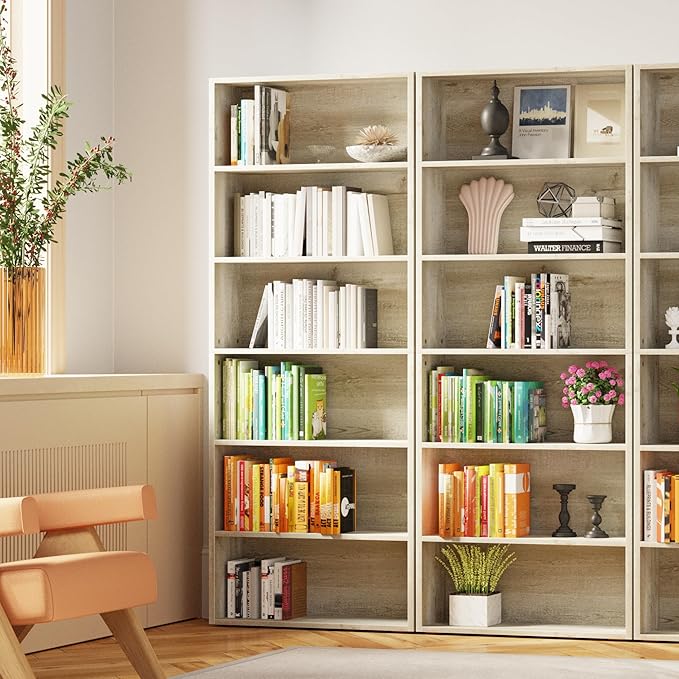 IRONCK Bookshelves and Bookcases Set of 2 Floor Standing 6 Tiers Display Storage Shelves 70 in Tall Bookcase Home Decor Furniture for Home Office, Living Room, Bed Room