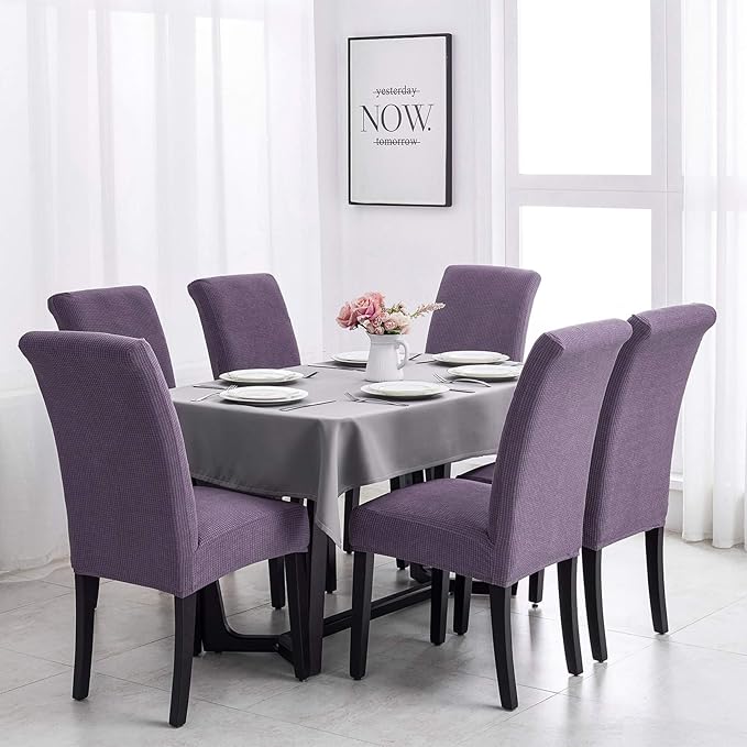 Joccun Chair Covers for Dining Room Set of 2, Dining Chair Slipcovers Stretch Dining Room Chair Covers Seat Protector,Washable Parsons Chair Cover for Home,Hotel(Grapeade,2 Pack)