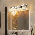 Modern 4-Light Chrome Crystal Bathroom Vanity Light Fixtures