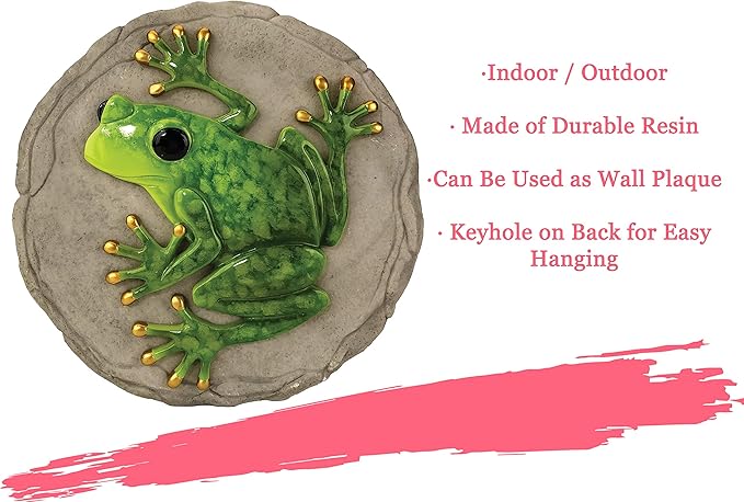 Spoontiques -Garden Décor - Raised Frog Stepping Stone - Decorative Stone for Garden