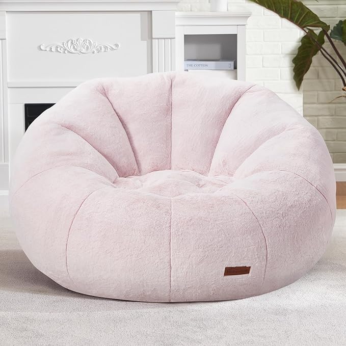 Hobestluk Bean Bag Chairs Large Bean Bag Couch for Adults Stuffed Sofa Chair Comfy Giant Bean Bag Chair with Spacious Design for Reading, Playing or Relaxing (Pink)
