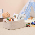 Large Storage Baskets for Shelves, Closet Organizers Bins for Clothes Blanket Towels, Baby Nursery, Toy Baskets Box, Woven Rope Baskets, 17 x 13 x 7.5”, 3 Packs Mixed Brown