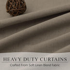 Back Tab Blackout Long Curtains for Living Room Darkening Light Blocking Brown Linen Drape 108 Inch Length 2 Panels Earth Tone Thermal Insulated Noise Reducing Heat Large Window Curtain 9ft Extra Long