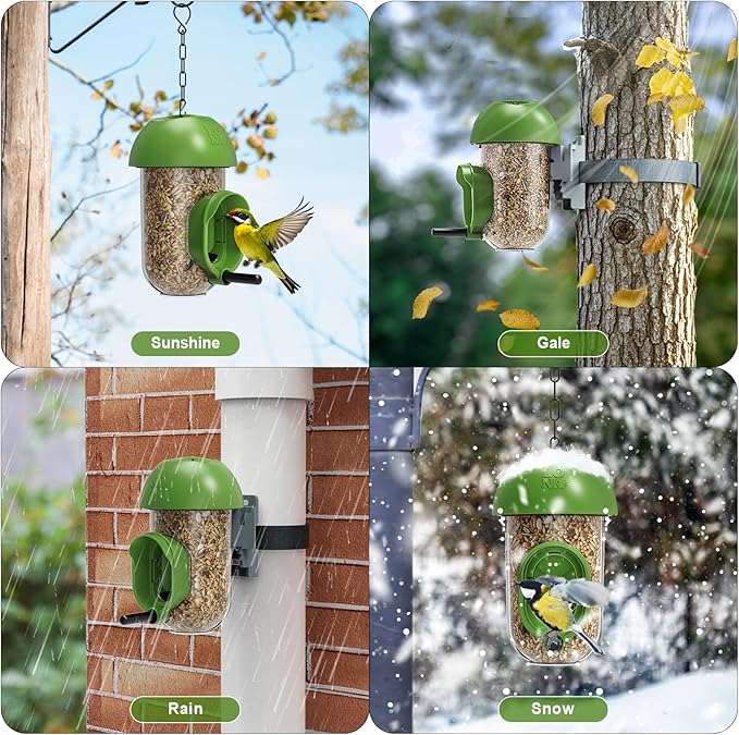LONA Bird Feeders for Outdoors, Tube Feeder Weatherproof with Multiple Hanging Methods, Wild Bird Feeding Silo for Outside, 1 Port