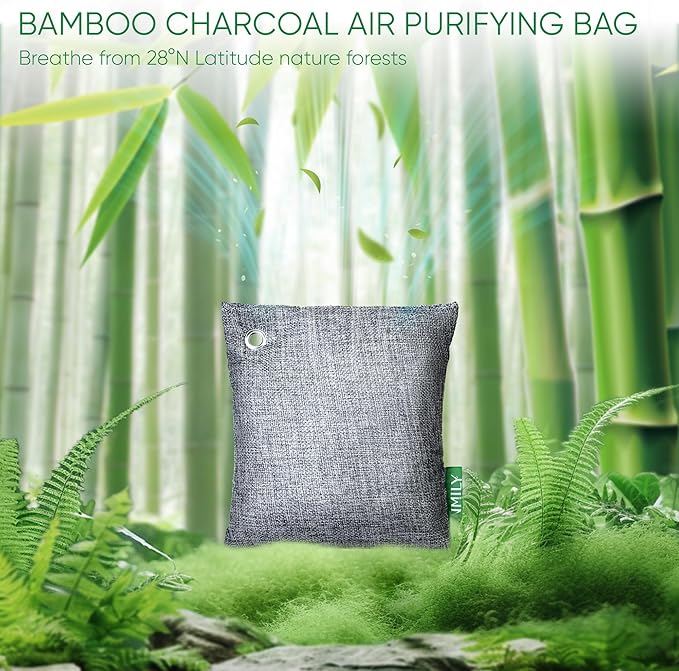 Activated Charcoal Odor Absorber, Odor Eliminator for Strong Odor,Bamboo Charcoal Air Purifying Bags for Home Car Closet Pet, Smoke Room Deodorizer (4 x 500g Large, Unscented)