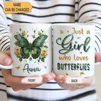 Hyturtle Personalized Floral Butterfly Mug - Butterfly Gifts For Women Lovers - Animal Gift For Bird Lover Her - Bird Gifts For Mom on Mother Day - Custom Name Coffee Cup Ceramic Mug 11 Oz 15 Oz