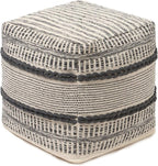REDEARTH · Tufted Pouf Ottoman with Filler Textured Storage Cube Bean Bag Pouffe Footrest for Living Room, Bedroom, Nursery, Kidsroom; 100% Cotton (17.5"X17.5"X17.5", Chevron Gage)