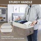 BALEINE 4 Pack Fabric Storage Bins for Shelves, Linen Storage Baskets for Organizing, Decorative Closet Bins for Clothes, Home (Brown, 15"x11"x9.5")