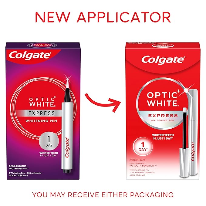 Colgate Optic White Express Teeth Whitening Pen, Enamel-Safe Tooth Whitening Applicator, Helps Whiten Teeth in As Little As 1 Day of Use, 7 Day Whitening Treatment, 0.08 fl oz