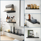 JOOM Small Metal Wall Floating Shelf - Metal Wall Shelf, Black Floating Shelf, Small Bathroom Shelf, Display Shelves for Living Room/Kitchen/Bedroom (Black, 8Inch)