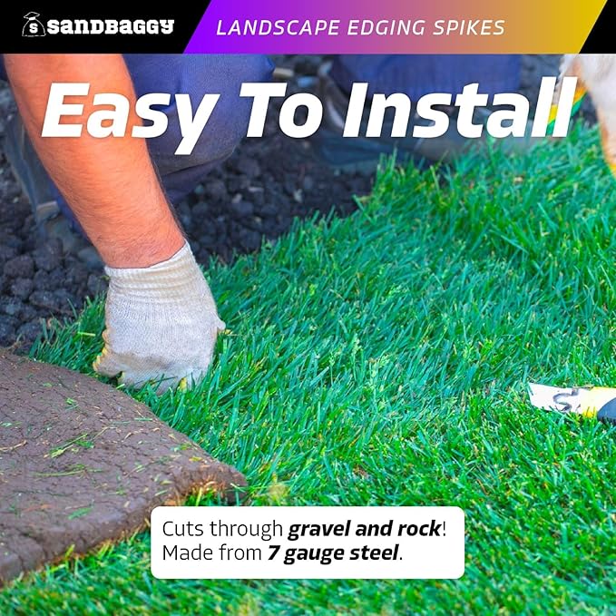 Sandbaggy 6 inch Galvanized Landscape Edging Spikes - Spiral Landscape Nails - 7 Gauge Steel - Great for Hard Rocky Soil - Also Great for Paver Edging, Artificial Turf, Landscape Fabric (100, 6 inch)