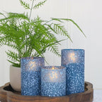 Flameless Candles with Remote - Battery Operated Candles with Timer, Flickering Real Wax LED Pillar Christmas Candles for Wedding, Table, Home Decorations (Blue, Set of 3)