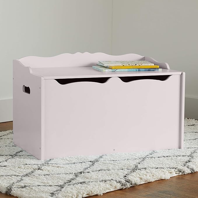 Amazon Basics Kids Toy Box, Wooden Organizer Storage Chest, Gray, 30" x 18" x 19"