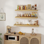 Fun Memories 36 x 8 Inch Floating Shelves for Wall, Farmhouse Bathroom Shelves Set of 2, Wood Wall Shelves 36 Inch Long, 36 x 8 x 1.4 Inch, Oak Color