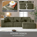 Modular Sectional Sofa Cloud Sectional Couch, 135" Comfy Fluffy L Shaped Olive Green Couches for Living Room, Deep Seat Memory Foam Plush Corduroy Boneless Couch Sectionals Right Facing Chaise Sofa