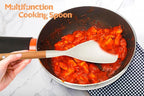Silicone Cooking Utensils Set, 6 Pack Large Kitchen Utensils Set with Wooden Handle, Heat Resistant Silicone Utensil Spatula Set for Nonstick Cookware, Spatula, Turner, Spoon, Ladle BPA Free (White)