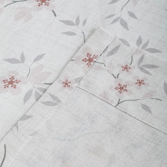 Pink Floral Pinch Pleated Linen Curtains - 2 Panels of Privacy Light-Filtering Printed Curtains Suitable for Dining Rooms and Farmhouses.52 Inches Wide by 102 Inches Long