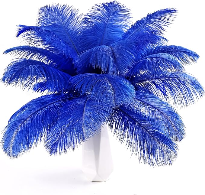 THARAHT Blue Ostrich Feathers 24pcs Natural Bulk 10-12Inch 25cm-30cm for Crafts Wedding Party Centerpieces Easter Gatsbi and Home Decoration Feathers