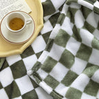 LOMAO Throw Blankets Flannel Blanket with Checkerboard Grid Pattern Soft Throw Blanket for Couch, Bed, Sofa Luxurious Warm and Cozy for All Seasons (Dark Olive, 60"x80")