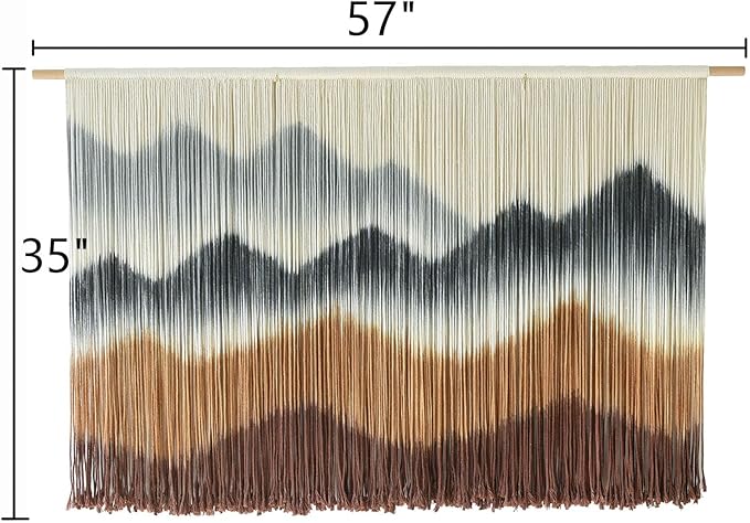 Macrame Wall Hanging Mountain Wall Art Dip-Dyed Macrame Wall Decor Modern Wall Decor Fiber Wall Art Craftsmanship 57" Wx35"L