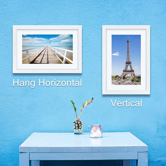VCK 12x18 Inch Solid Wood Poster Frames with Wall Mounting Hanging Picture Frame Set of 3 White
