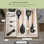 Adjustable Kitchen Drawer Organizer for Utensils and Junk, Food-Safe Contract Grade with 100% Sustainable Wood, Expandable from 10.5 to 19 Inches Wide - White Bamboo
