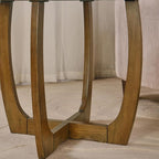 PADMA HOUSE Round Wood End Table with Curved Legs - Brown Walnut