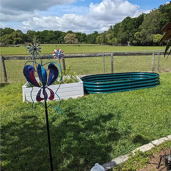 2 Pack 6x3x1FT Galvanized Raised Garden Bed Kit Oval Metal Ground Planter Box Outdoor Bottomless Planter Raised Beds for Vegetables Flowers Herbs Fruits, Green