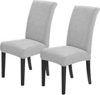 Joccun Chair Covers for Dining Room Set of 2,Dining Chair Slipcovers Stretch Dining Room Chair Covers Seat Protector,Washable Parsons Chair Cover for Home,Hotel,Banquet(Silver,2 Pack)