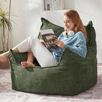 Giant Bean Bag Chair Sofa for Adults Teens, Comfy Corduroy Large Bean Bag Chairs with Armrests for Bedroom Living Room, Adult BeanBag Lazy Sofa Couch Chairs with Filler Included