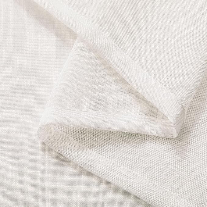 Joydeco Sheer Curtains 108 Inches Long, Cream Curtains for Living Room 2 Panels Set, Ivory Curtains Window Privacy Assured with Light Filtering(W52 x L108 Inch,Ivory)