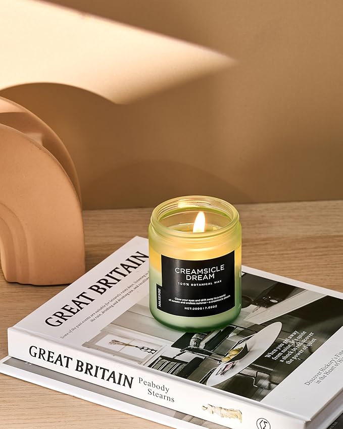 M&SENSE Orange Creamsicle Scented Candle, 7.05oz 50 Hours Slow Burning Non Toxic Natural Soy Wax 2 Wick Candle for Home Scented, Long Lasting Home Fragrance Gifts for Housewarming & Anniversry