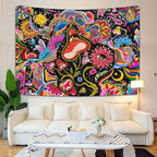 Lunerfex Mushroom Tapestry Pink Flowers Tapestry for Bedroom Aesthetic Tapestries Cute Floral Tapestries Wall Hanging for Bedroom and Living Room Decor Pink Flowers 70×90 Inches