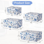 Briful Decorative Photo Storage Boxes with Lids, Set of 4 – Blue and White Porcelain Pattern, Nested Card Storage Box Organizer, Decorative Paperboard Box for Closet, Office, Gifts,Cosmetic,Books