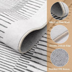Wonnitar 5x7 Washable Striped Living Room Area Rug, Non-Slip Grey Boho Rugs for Bedroom, Low Pile Soft Minimalist Floor Carpets for Dining Room Home Office (Grey,5' x 7')