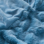 Lotus Karen Fuzzy Throw Blanket Blue - Big Bubble Faux Rabbit Fur Blanket for Couch,Softest Cozy Fluffy Blanket,Thick Furry Plush Shaggy Warm Blankets for Women,50x60 Inches