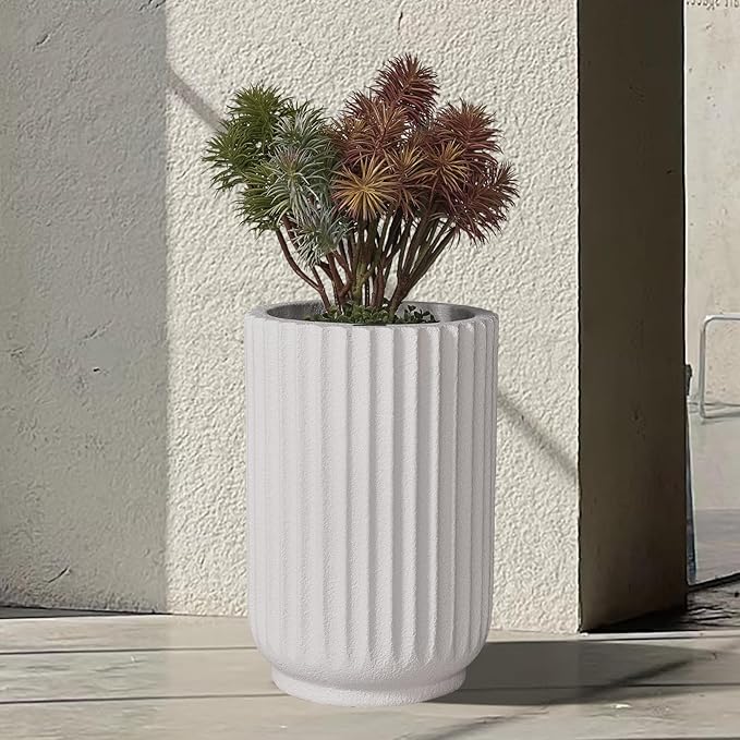 Classic Roman Column Style Planter | 20" Tall | Black & White Options | Ideal for Entrance & Living Room Corner | Durable Fiberglass Composite
