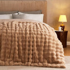 Lotus Karen Faux Fur Blanket - Big Bubble Rabbit Fluff Twin Size, 60x80 Inches