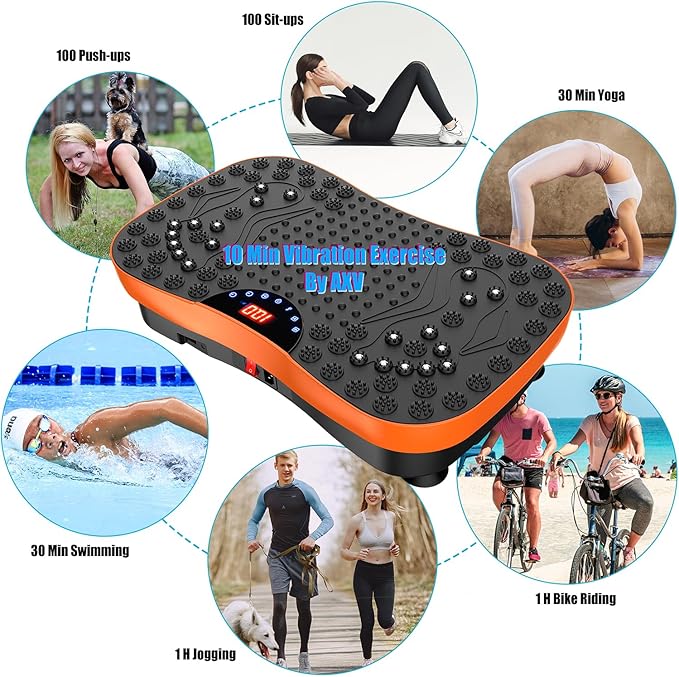 AXV Vibration Plate Exercise Machine Whole Body Workout Portable Mini Vibrate Fitness Platform Lymphatic Drainage Machine for Weight Loss Shaping Toning Wellness Home Gyms Workout (Mini)