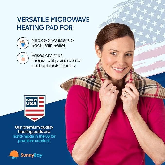 SunnyBay Extra Large Microwave Heating Pad, Microwavable Heavy Weighted Full Body Moist Hot Pack and Washable Fleece Cover, 10x24 Inches, 2.8 lbs (London)