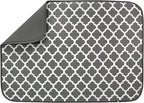 S&T INC. Dish Drying Mat XL, 18” x 24”, Absorbent Microfiber Kitchen Counter Mat, Dish Drying Pad for Dishes, Utensils, Pots and Pans, Extra Large, Pewter Grey Trellis