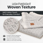 Gold Case Throw Blanket for Couch – 100% Recycled Turkish Cotton Blankets & Throws – Elegant Decorative Throw Blankets for Living Room Sofa – Woven Throws for Couch – Retro Grey – 50x60