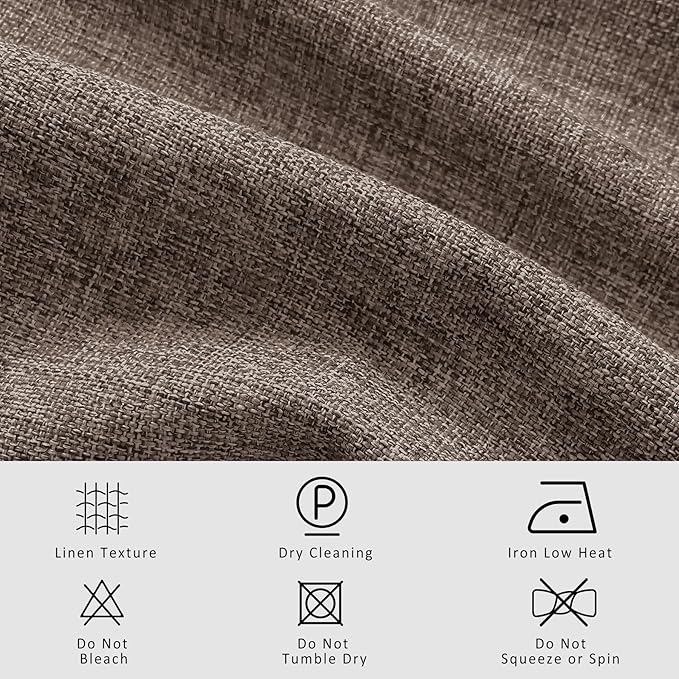 Macochico Pinch Pleated 100% Blackout Curtains Light Brown Linen Curtains for Bedroom Living Room Farmhouse Thermal Insulated Window Panels Pleated Curtains with Hooks and Tieback 52”Wx72”L 1 Panel