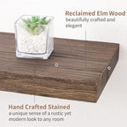 Axeman Floating Shelves for Wall, Rustic Elm Wood 48'' x 8" Deep Wall Shelf with Invisible Bracket, Large Long Wall Mounted Storage Shelves for Living Room, Bedroom, Kitchen, Bathroom Decor, Walnut