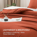 Litanika Comforters Burnt Orange Oversized King Size, 3 Pieces Lightweight Solid Bedding Comforter Set, All Season Fluffy Bed Set (120x98In Comforter & 2 Pillowcases)