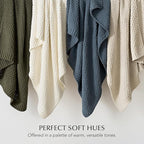 Chunky Chenille Knit Throw Blanket for Couch, Soft Luxurious Moss Stitch Blankets for Bed, Cozy Decorative Farmhouse Knitted Throws for Sofa, Olive Green, 60" x 80"