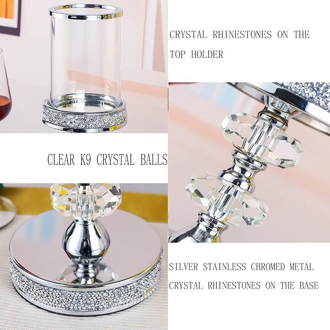 Pillar Candle Holders, Candle Holders for Pillar Candle, Crystal Candlesticks Holder for Home Decor, Wedding, Events, Coffee Dining Table CH048MD