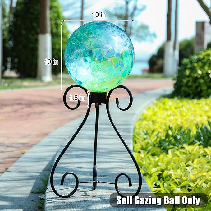 VCUTEKA Gazing Ball, Glass Gazing Balls Sphere for Garden Lawn Outdoor Ornament Yard Decorative, Blue Swirl, 10"