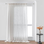 MYSKY HOME Natural Linen Living Room Curtains, Soft Cotton Blend Semi Sheers Light Filtering Back Tab Privacy Drapes for Patio Pergola Gazebo Nice Vertical Elegant Style, 100 x 95 Inches, 1 Panel