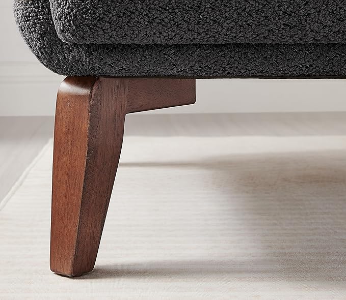 Oversized Accent Chair Modern Boucle Armchair for Living Room- 37" Wide Accent Chair with Solid Wood Legs, Dark Gray Upholstered Lounge Chair for Bedroom & Office, Cozy Reading Chair (Easy Assembly)